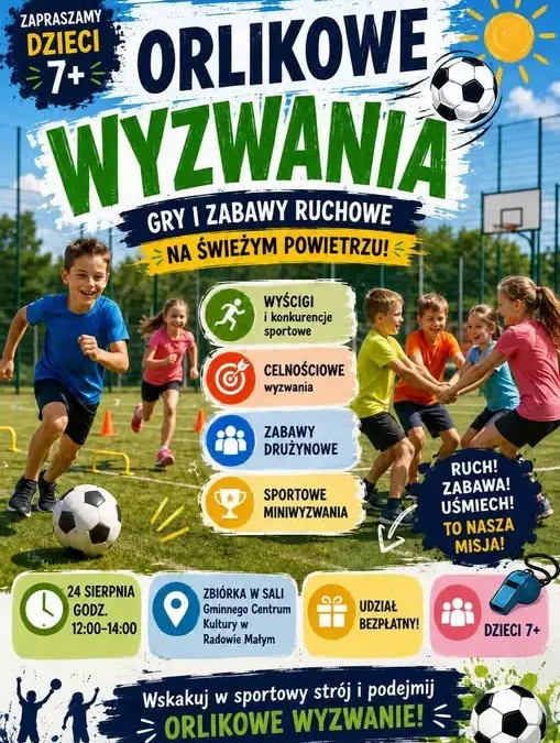 Orlikowe Wyzwania w Radowie Małym – sportowe popołudnie dla dzieci