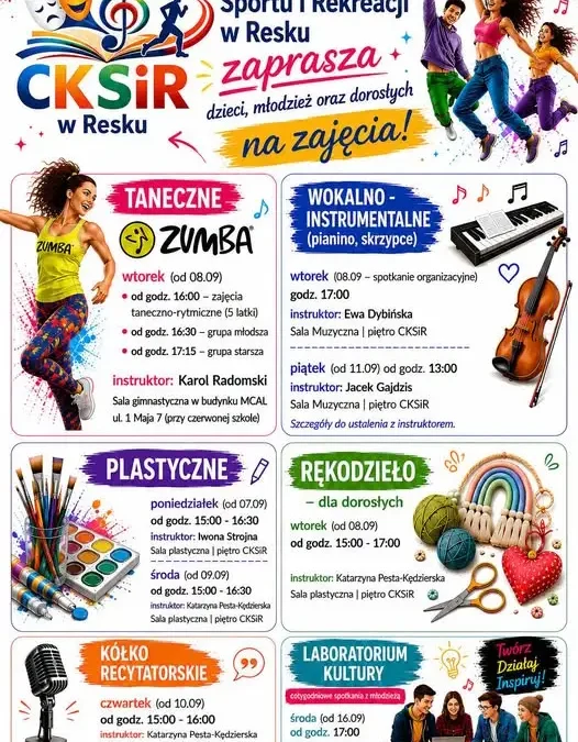 CKSiR w Resku wznawia zajęcia – zapisy od 7 września