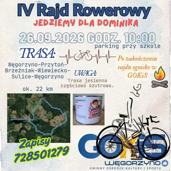 IV Rajd Rowerowy w Węgorzynie – jedźmy razem dla Dominika!