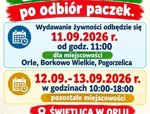 Paczki żywnościowe dla mieszkańców gminy Radowo Małe – harmonogram odbioru