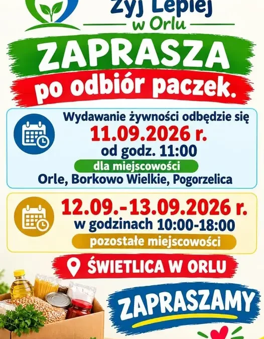 Paczki żywnościowe dla mieszkańców gminy Radowo Małe – harmonogram odbioru