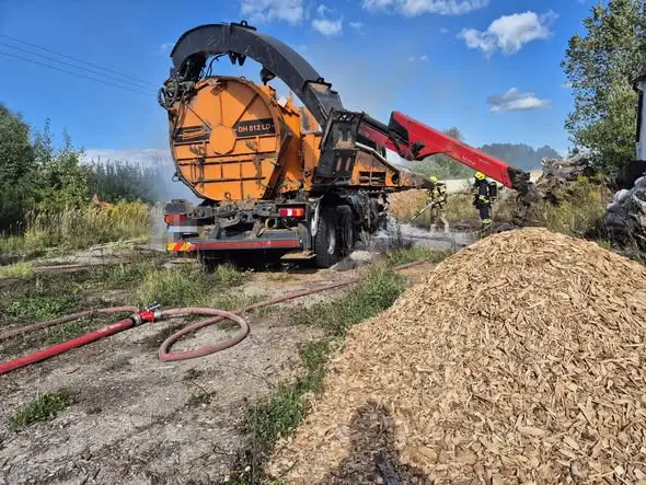 Pożar rębaka w Gościsławiu – akcja OSP Węgorzyno