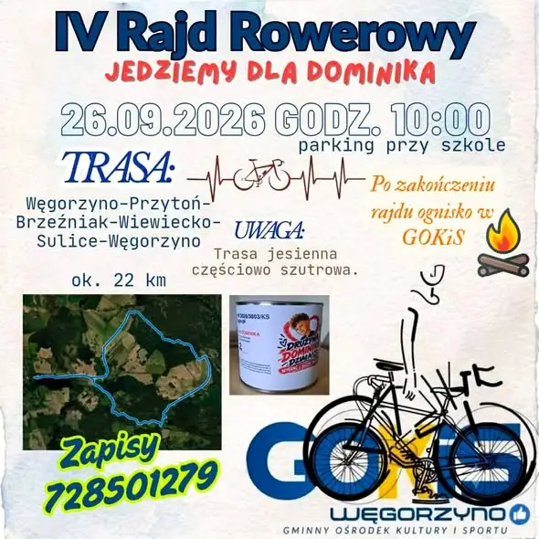 IV Rajd Rowerowy Jesienny w Węgorzynie – jedziemy dla Dominika