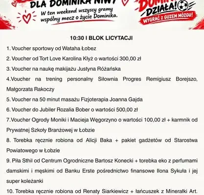 Łobez licytuje dla Dominika – w sobotę wielka akcja charytatywna