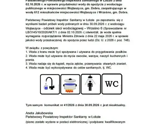 Woda w Wojtaszycach i Wrześnie znów zdatna do spożycia