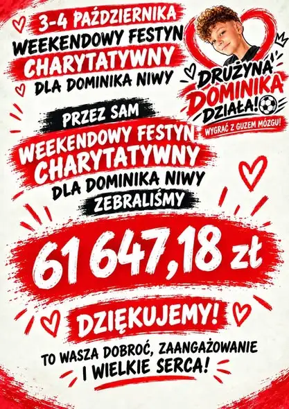 Łobez: festyn charytatywny dla Dominika Niwy zebrał ponad 61 tysięcy złotych