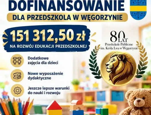 Węgorzyno: 151 tys. zł na nowe kompetencje przedszkolaków
