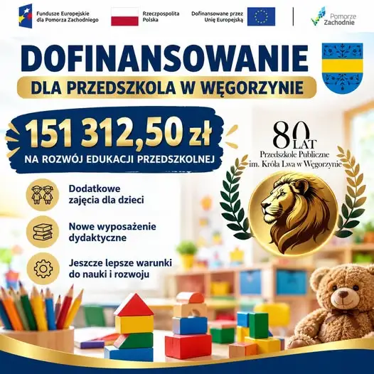 Węgorzyno: 151 tys. zł na nowe kompetencje przedszkolaków
