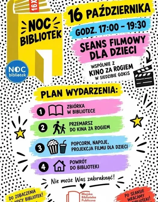 Noc Bibliotek w Węgorzynie – filmowy wieczór dla dzieci już 16 października