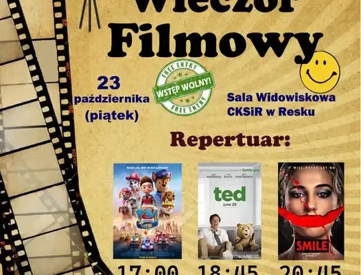 Filmowy piątek w Resku: trzy seanse w jeden wieczór